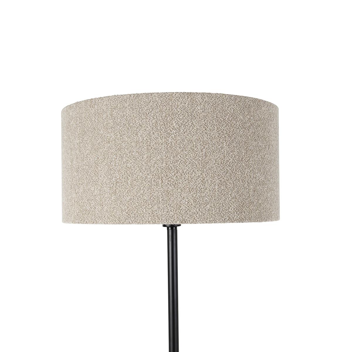 QAZQA Vloerlamp zwart met boucle kap taupe 50 cm - Simplo