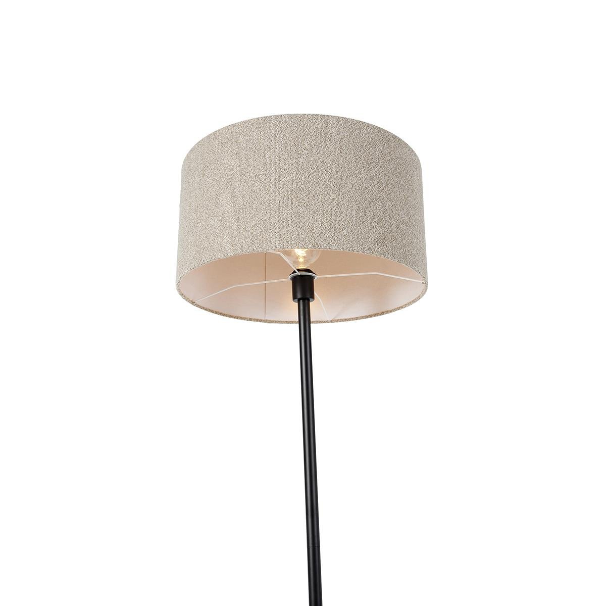 QAZQA Vloerlamp zwart met boucle kap taupe 50 cm - Simplo