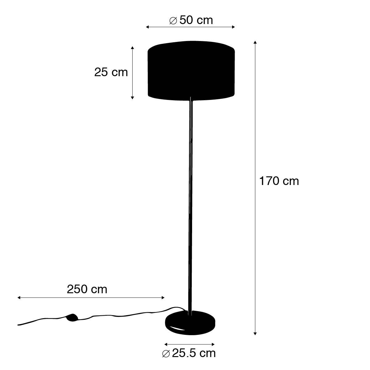 QAZQA Vloerlamp zwart met boucle kap taupe 50 cm - Simplo