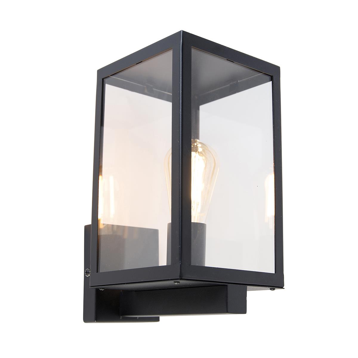 QAZQA Smart buiten wandlamp zwart met glas 30 cm incl. Wifi ST64 -