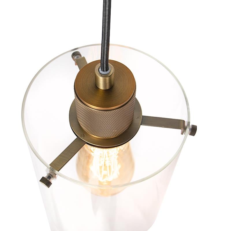 QAZQA Scandinavische hanglamp brons met glas 4-lichts - Dome