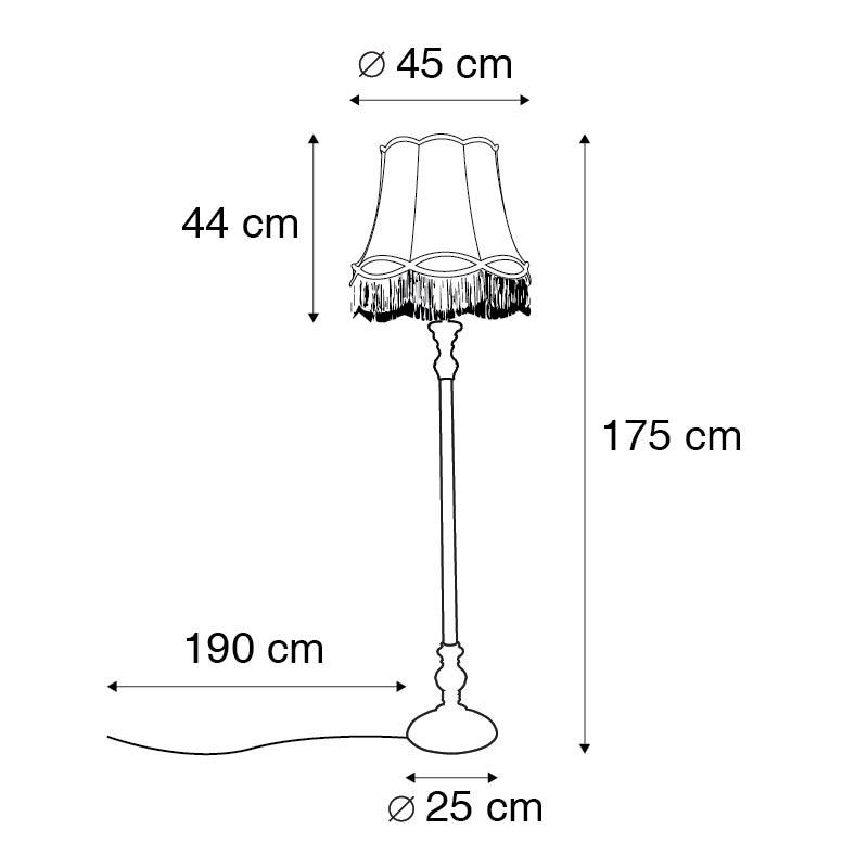 QAZQA Retro vloerlamp grijs met groene Granny kap - Classico