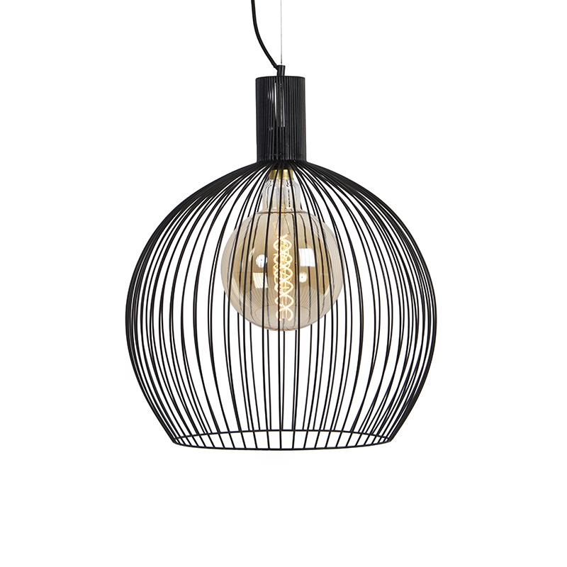 QAZQA Design ronde hanglamp zwart 50 cm - Dos