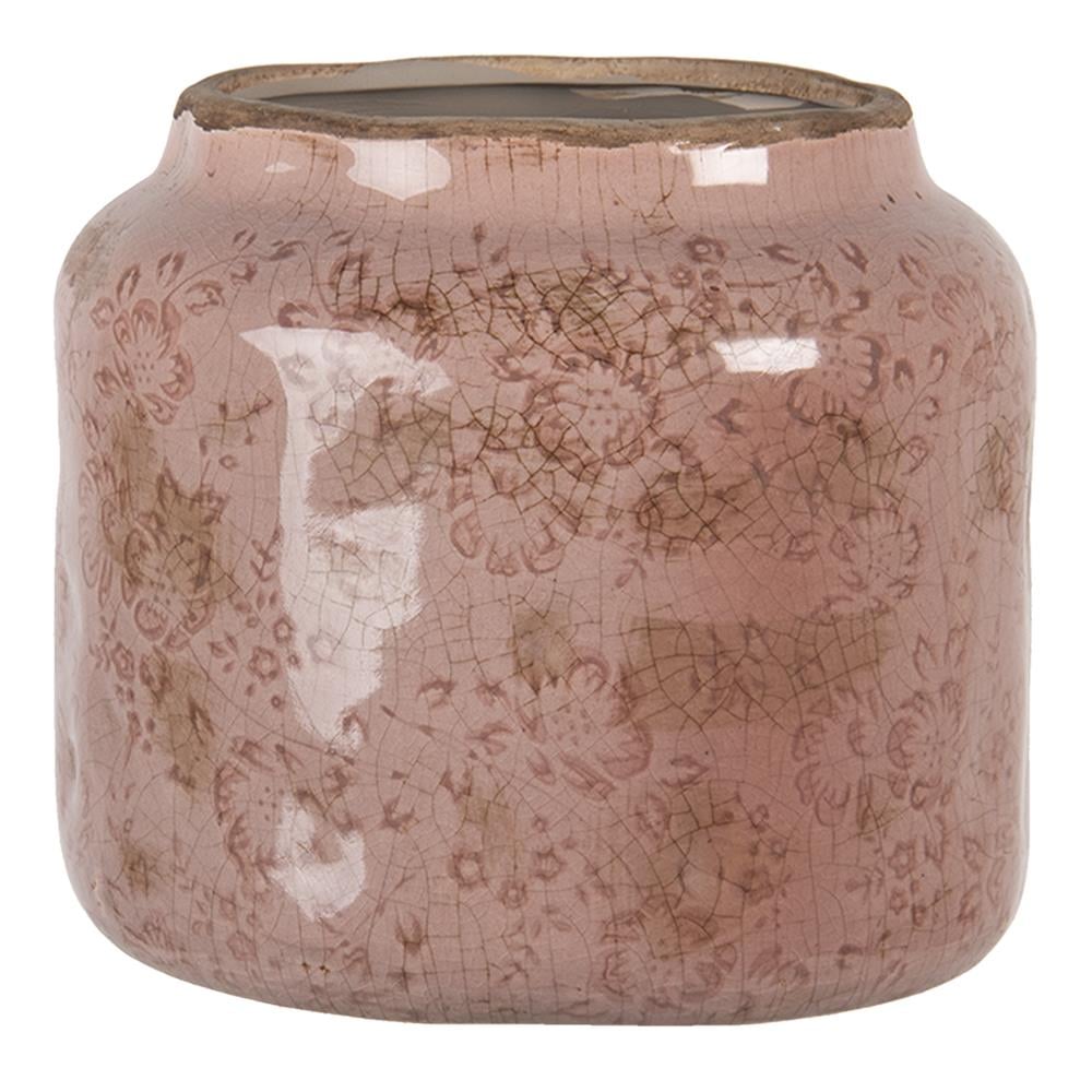 Clayre & Eef Bloempot  Ø 18x16 cm Roze Keramiek Rond Bloempot binnen