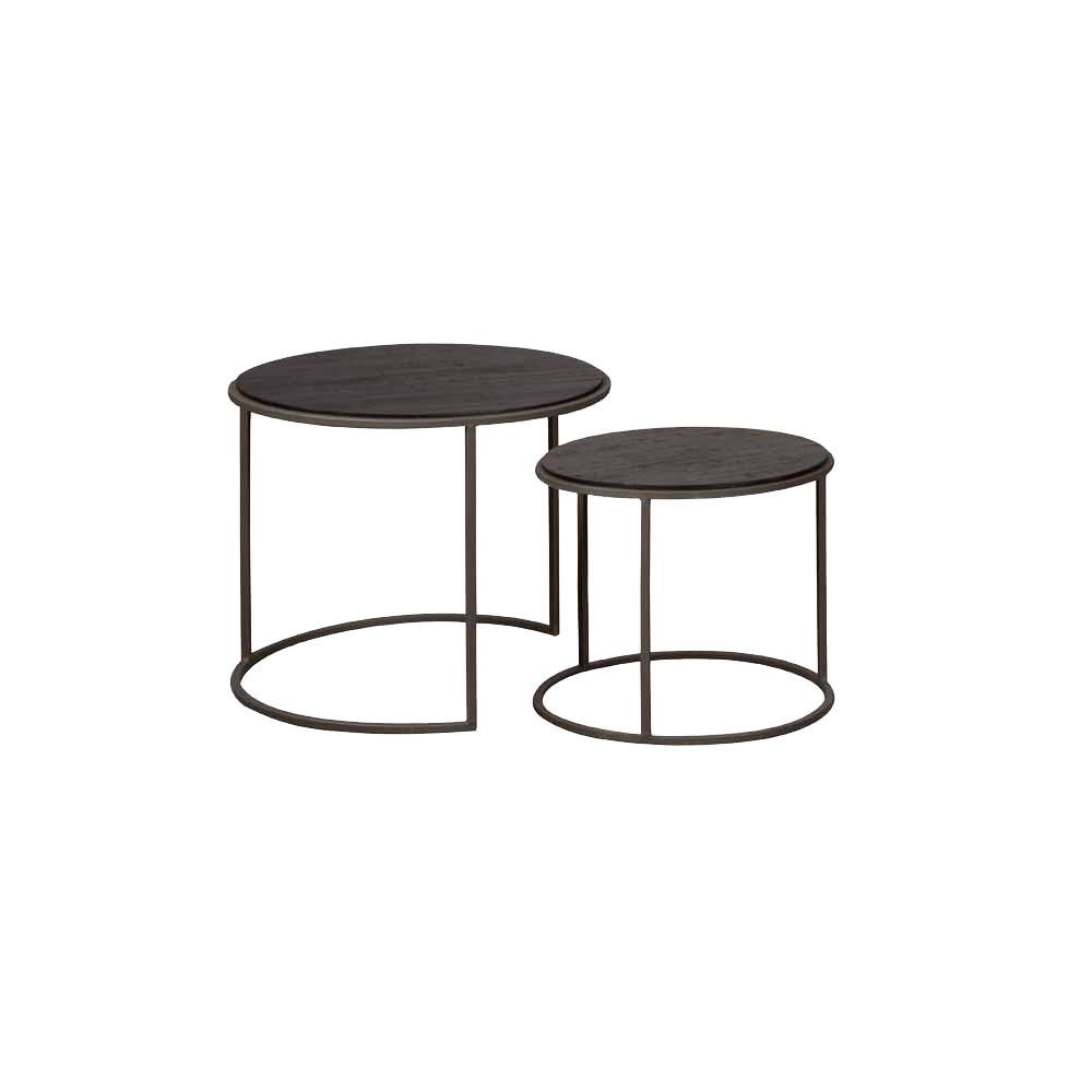 Tower Living | Spello Bijzettafels - set van 2 | Hout|metaal | Zwart |
