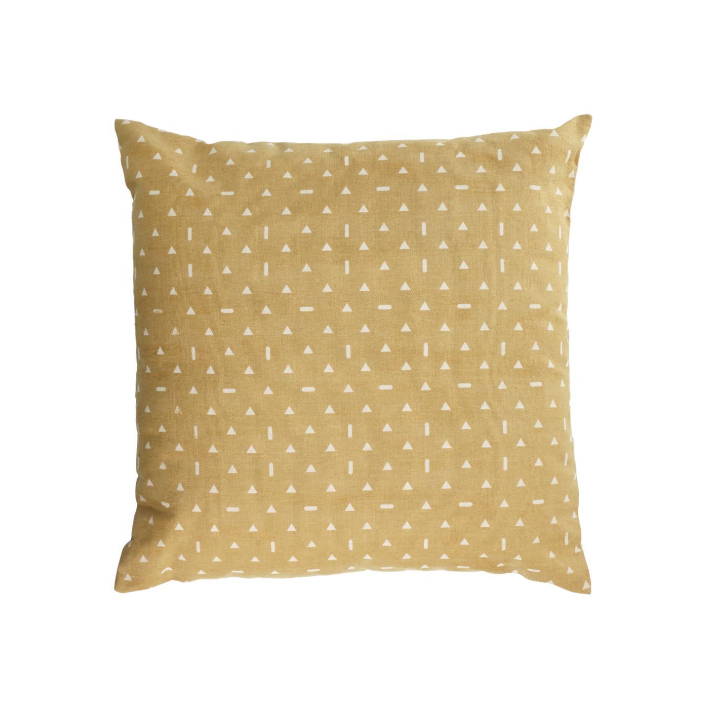Kave Home - Kussenhoes Zale 100% katoen mosterdgeel met witte