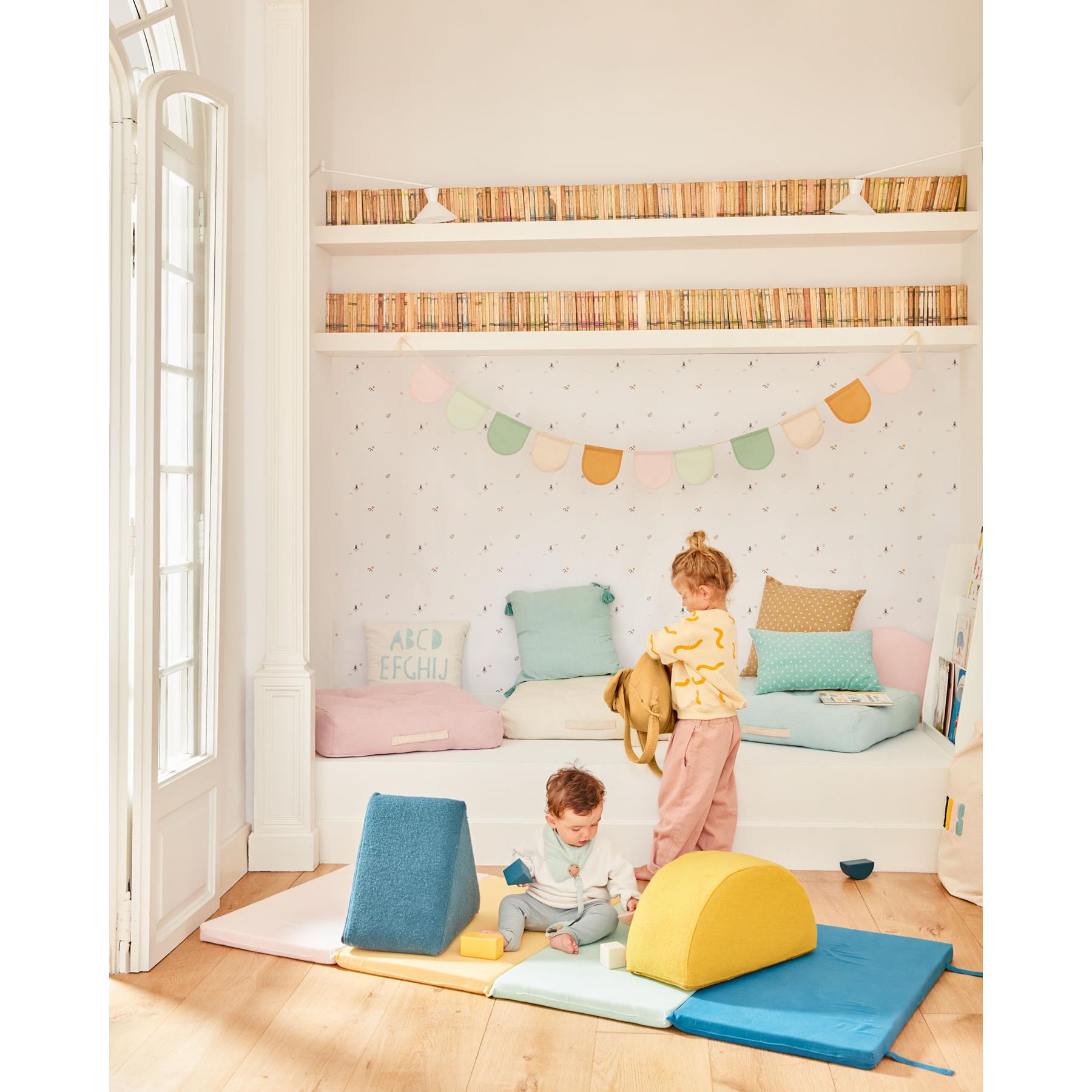Kave Home - Kussenhoes Zale 100% katoen mosterdgeel met witte