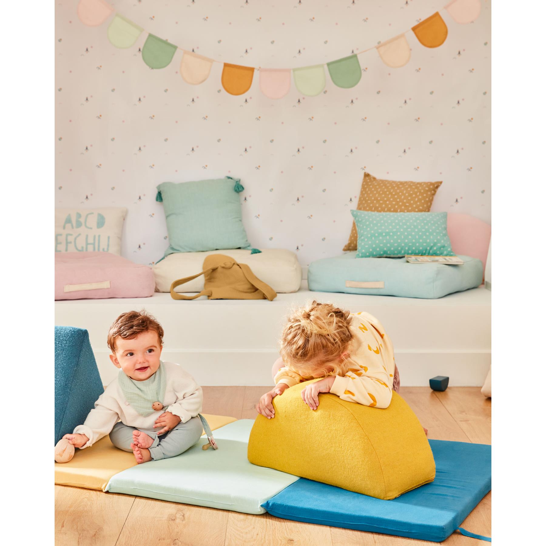 Kave Home - Kussenhoes Zale 100% katoen mosterdgeel met witte