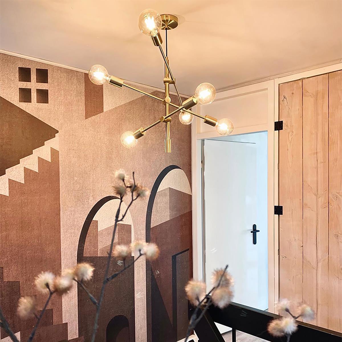 QAZQA Smart hanglamp messing 6-lichts incl. Wifi G95 - Sydney