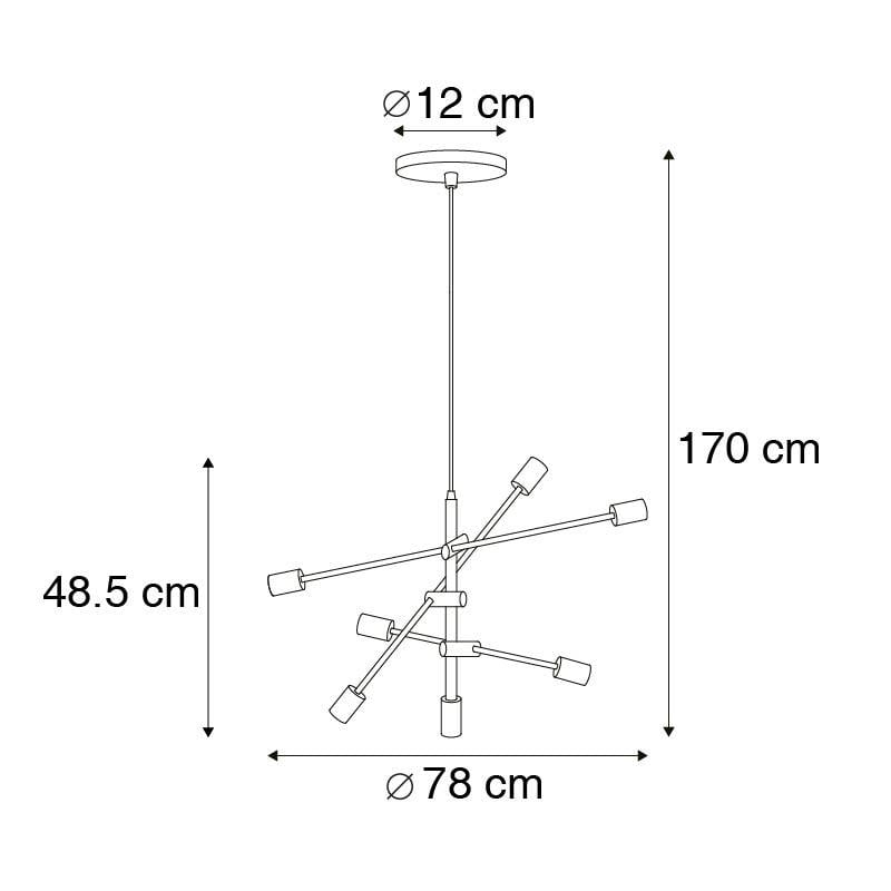 QAZQA Smart hanglamp messing 6-lichts incl. Wifi G95 - Sydney