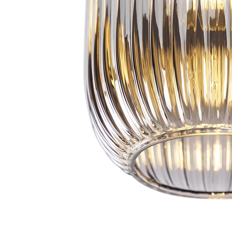 QAZQA Art deco plafondlamp zwart met smoke glas - Banci