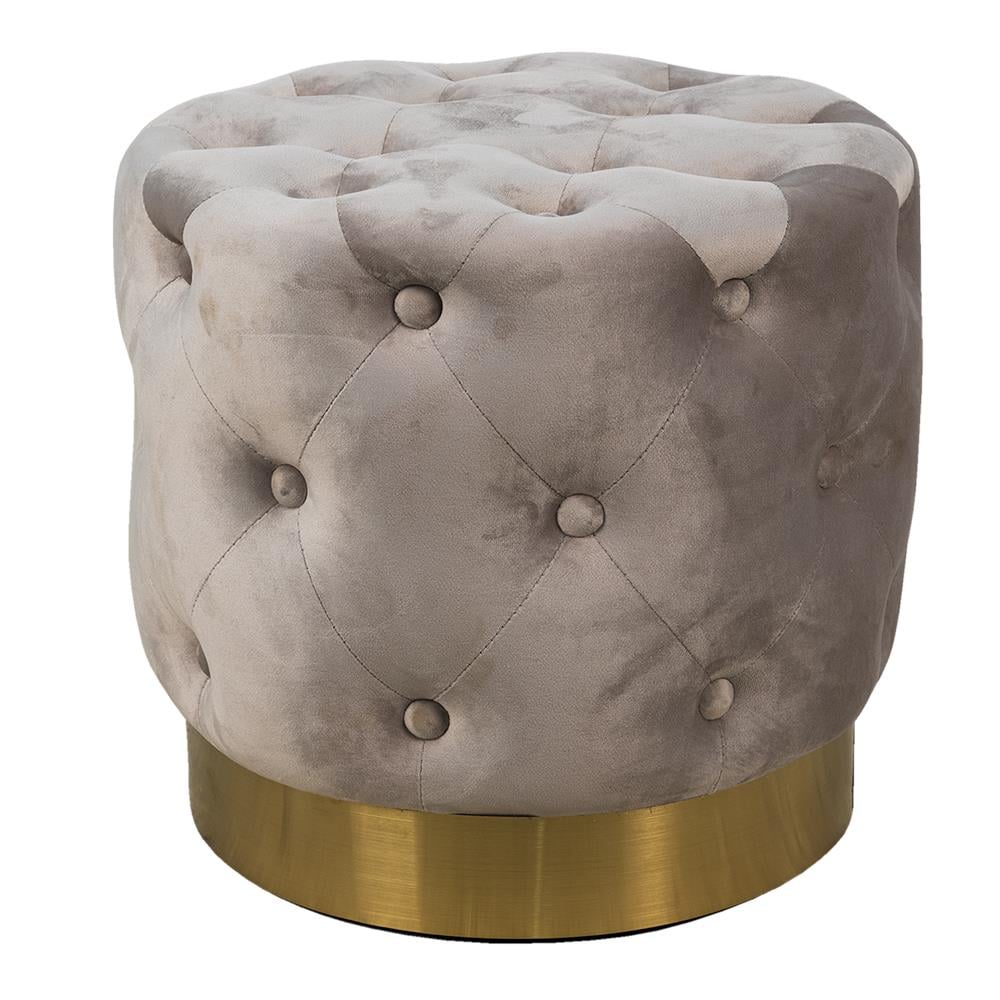 Clayre Eef Poef X Cm Beige Velours Metaal Rond Hocker Kopen Shop Bij Fonq Be