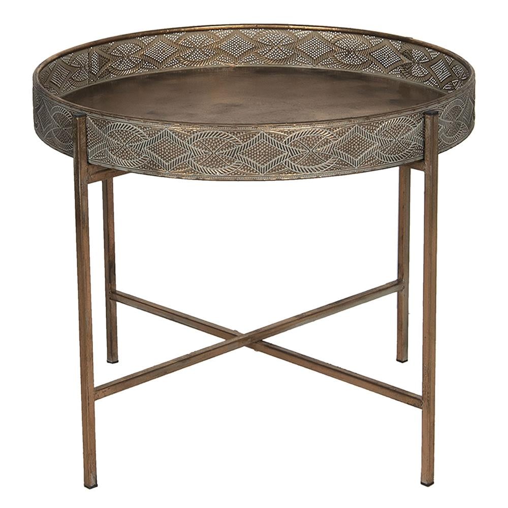 Clayre & Eef Bijzettafel  Ø 60x50 cm Koperkleurig Ijzer Rond