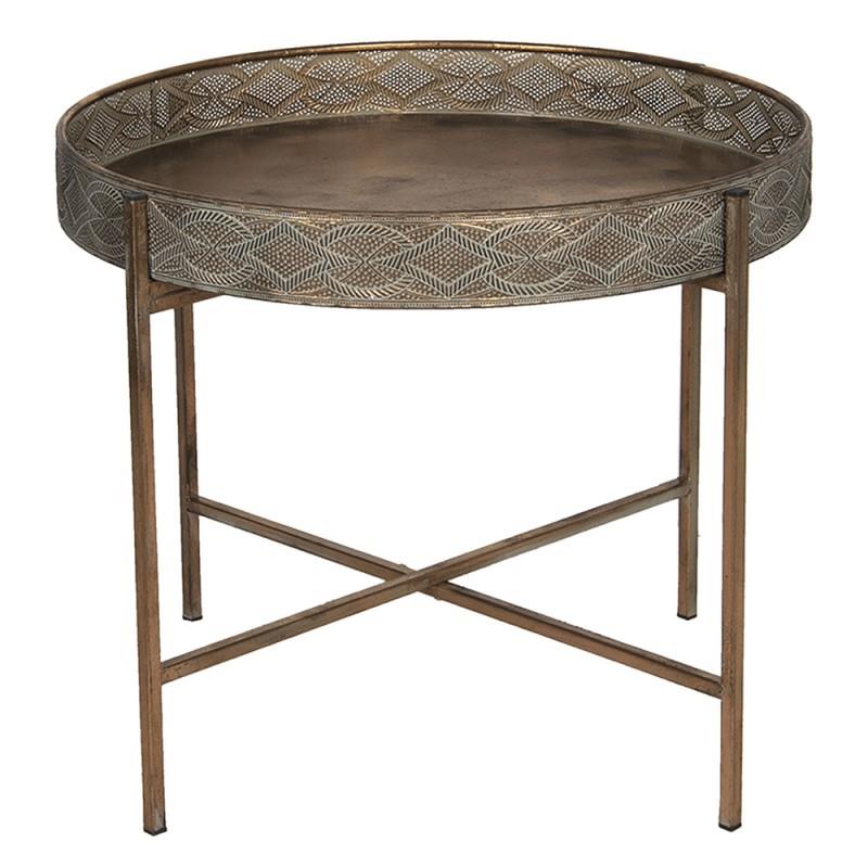 Clayre & Eef Bijzettafel  Ø 60x50 cm Koperkleurig Ijzer Rond