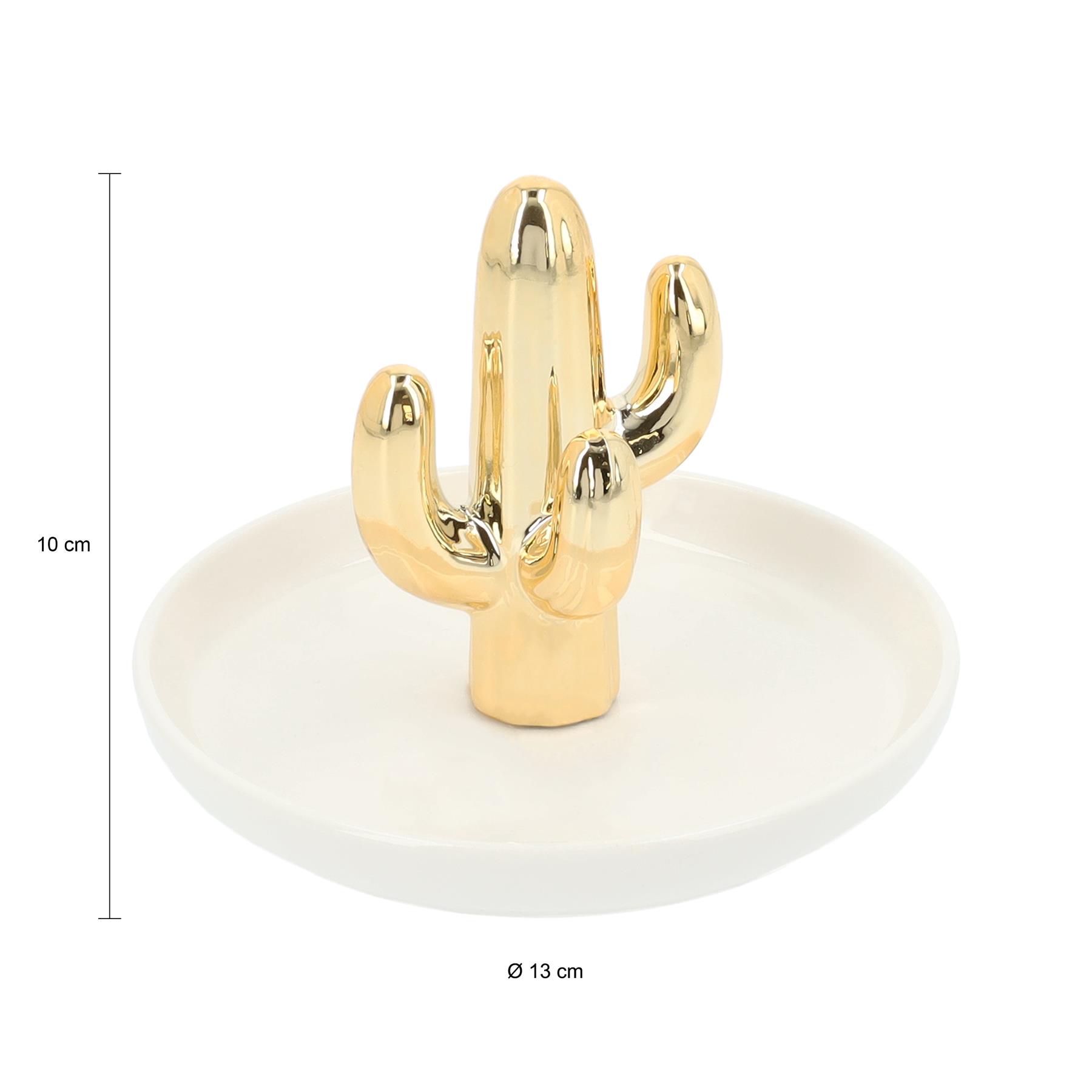 LYVION Sieradenschoteltje met cactus - Wit met goud