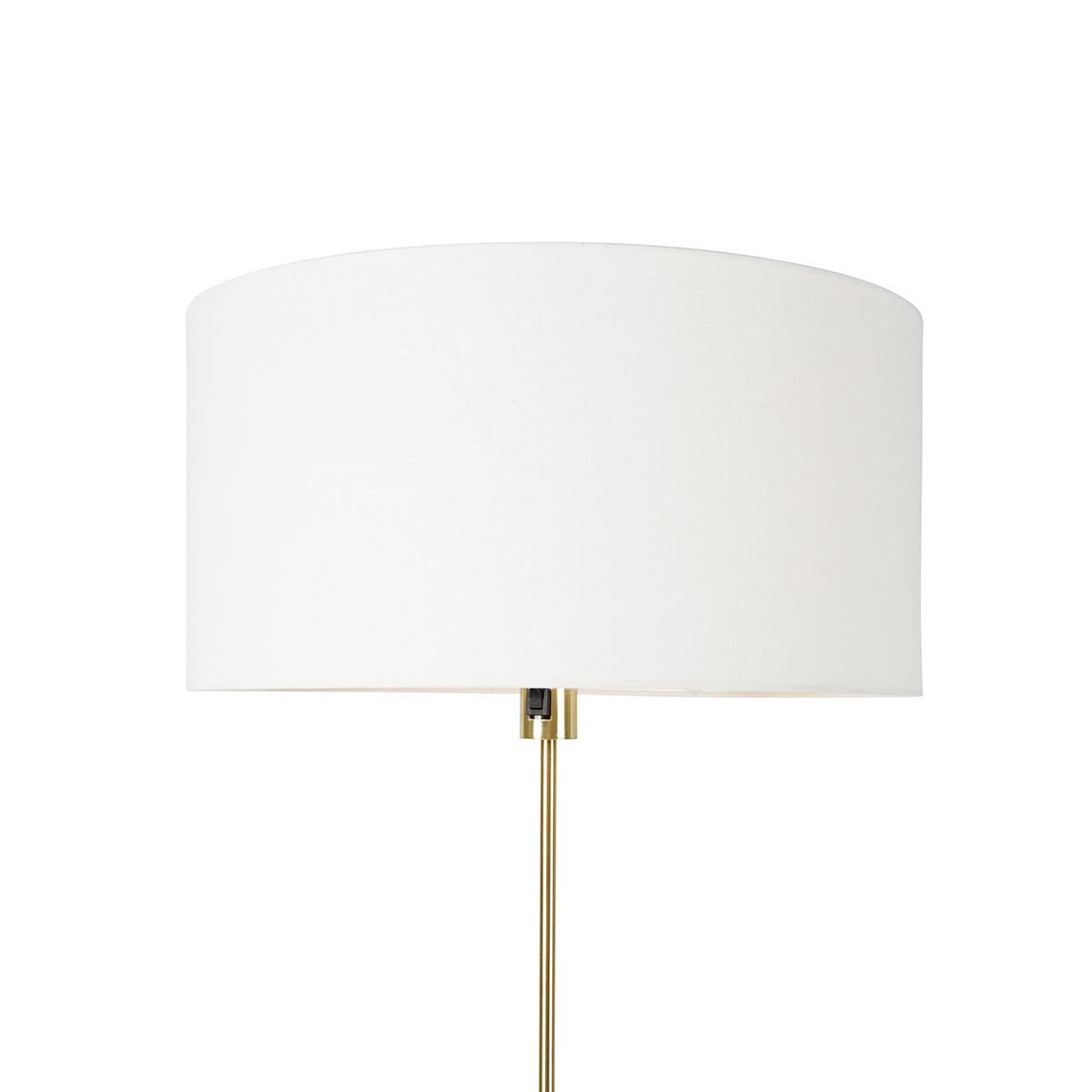QAZQA Vloerlamp verstelbaar goud met kap wit 50 cm - Parte