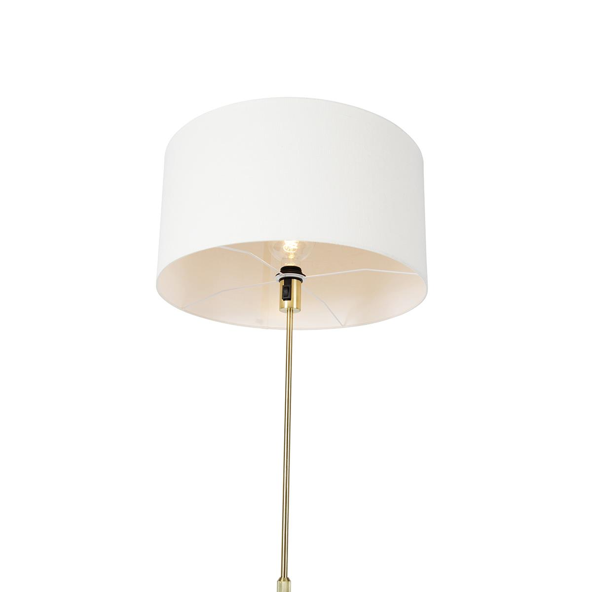 QAZQA Vloerlamp verstelbaar goud met kap wit 50 cm - Parte
