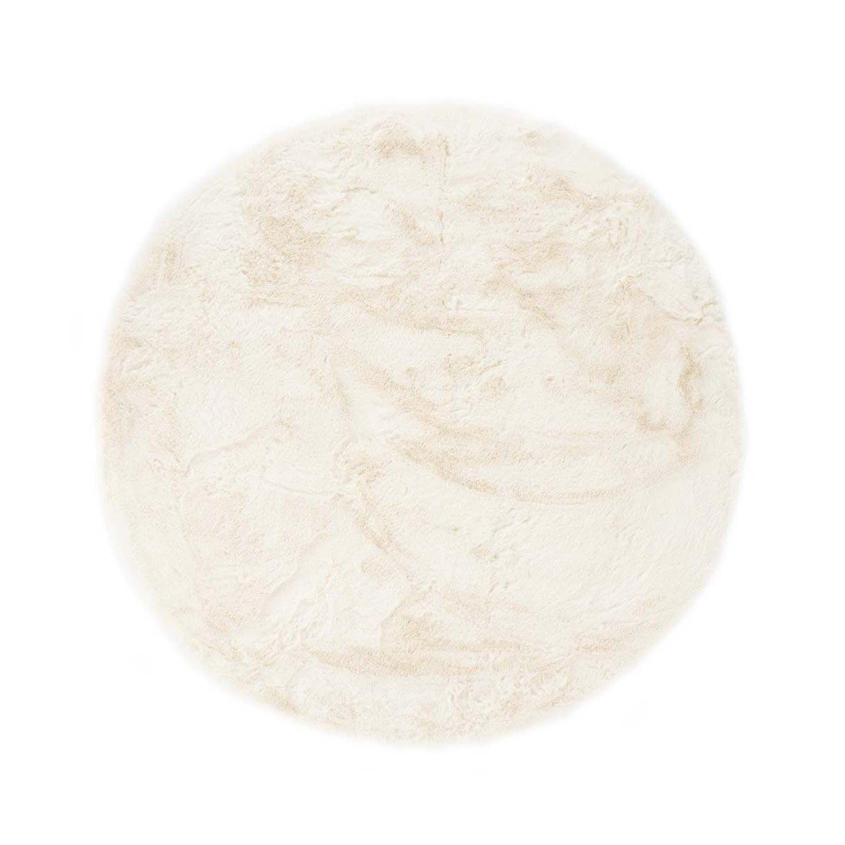 Tapeso Rond hoogpolig vloerkleed - Comfy plus - wit - 120 cm rond