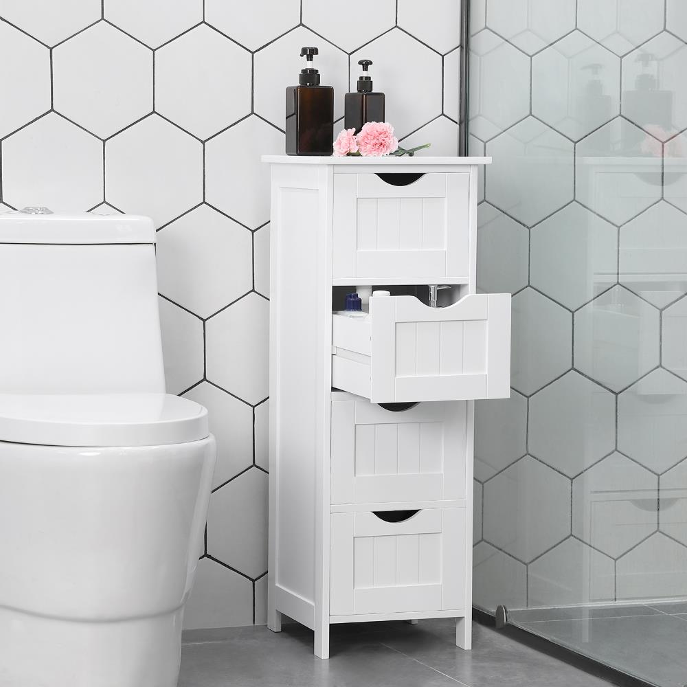 Ladekast - badkamer - 4 vakken - 30x82x30 cm - wit