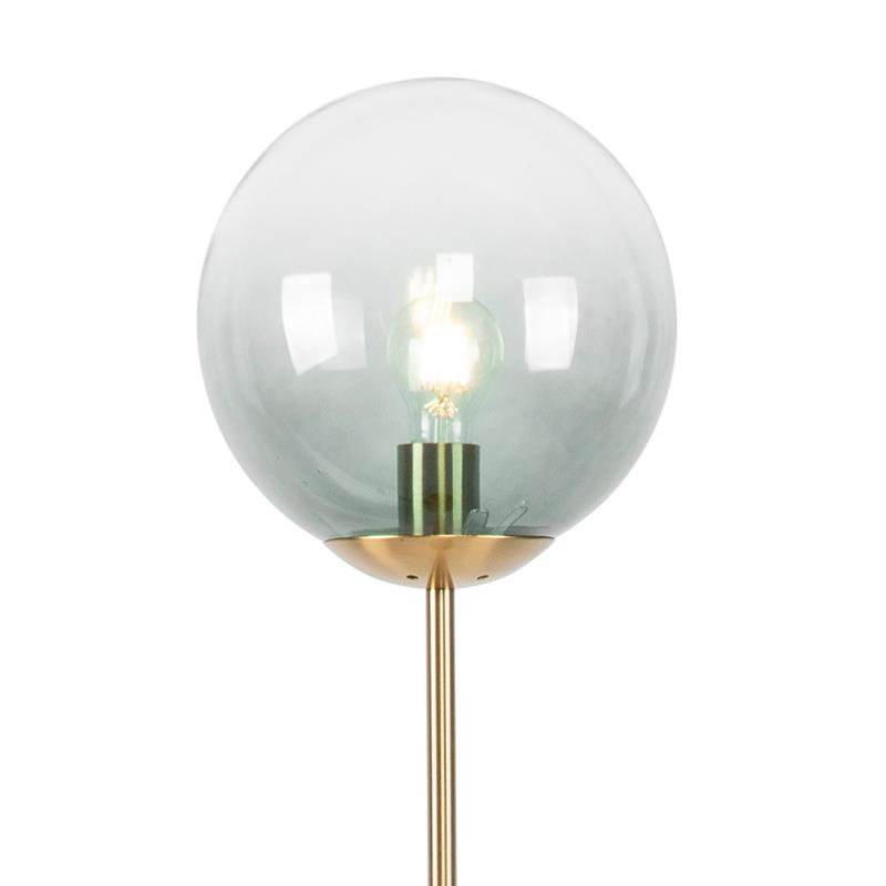 QAZQA Art deco vloerlamp messing met groen glas - Pallon
