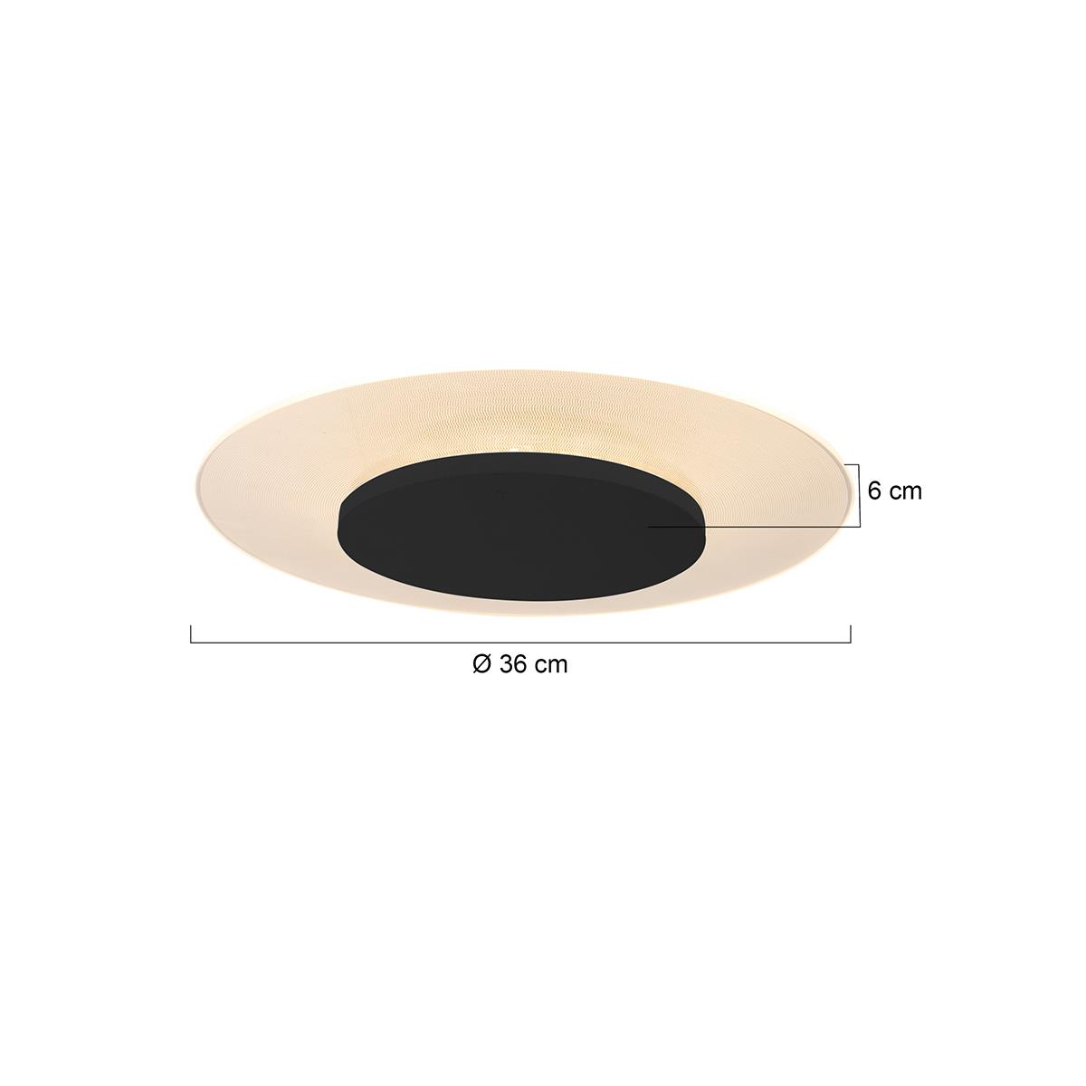 Steinhauer - plafonniere - Lido - zwart - kunststof metaal - Ø 36cm - LED - 7798ZW