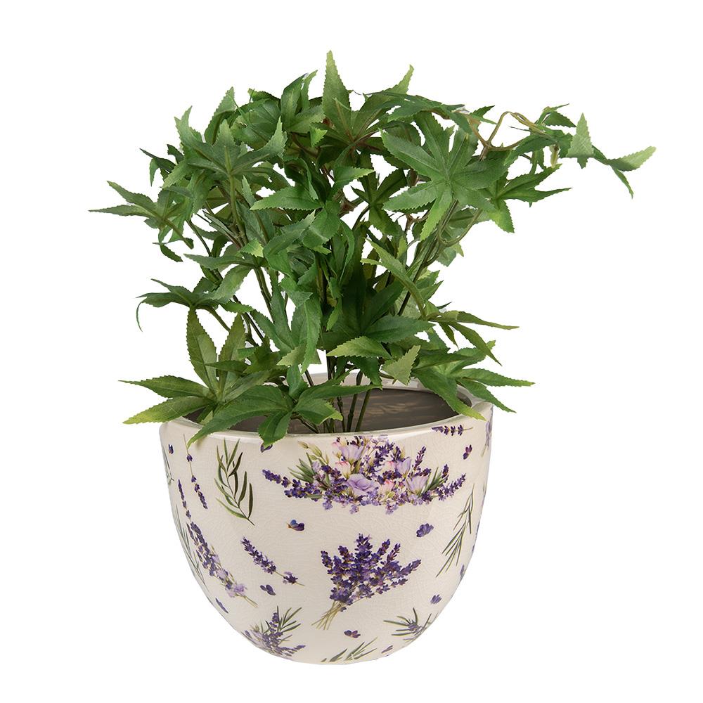 Clayre & Eef Bloempot  Ø 20x15 cm Paars Groen Keramiek Lavendel