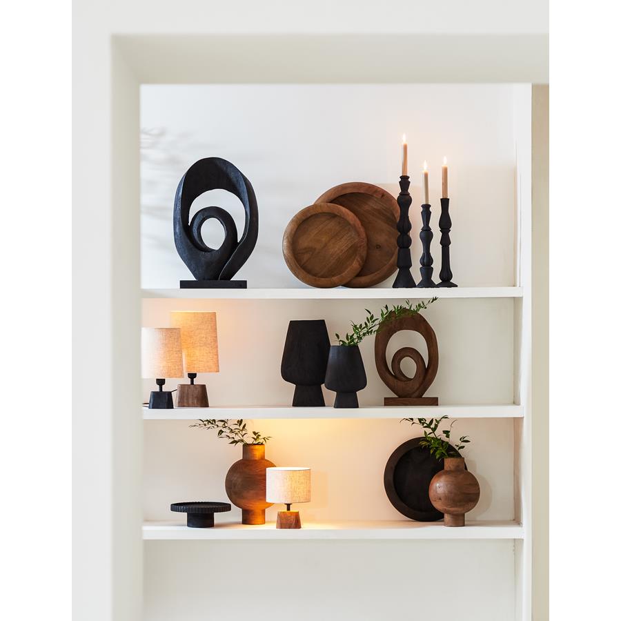 Light&living Vaas deco 26x10x40 cm SEDILO hout mat zwart