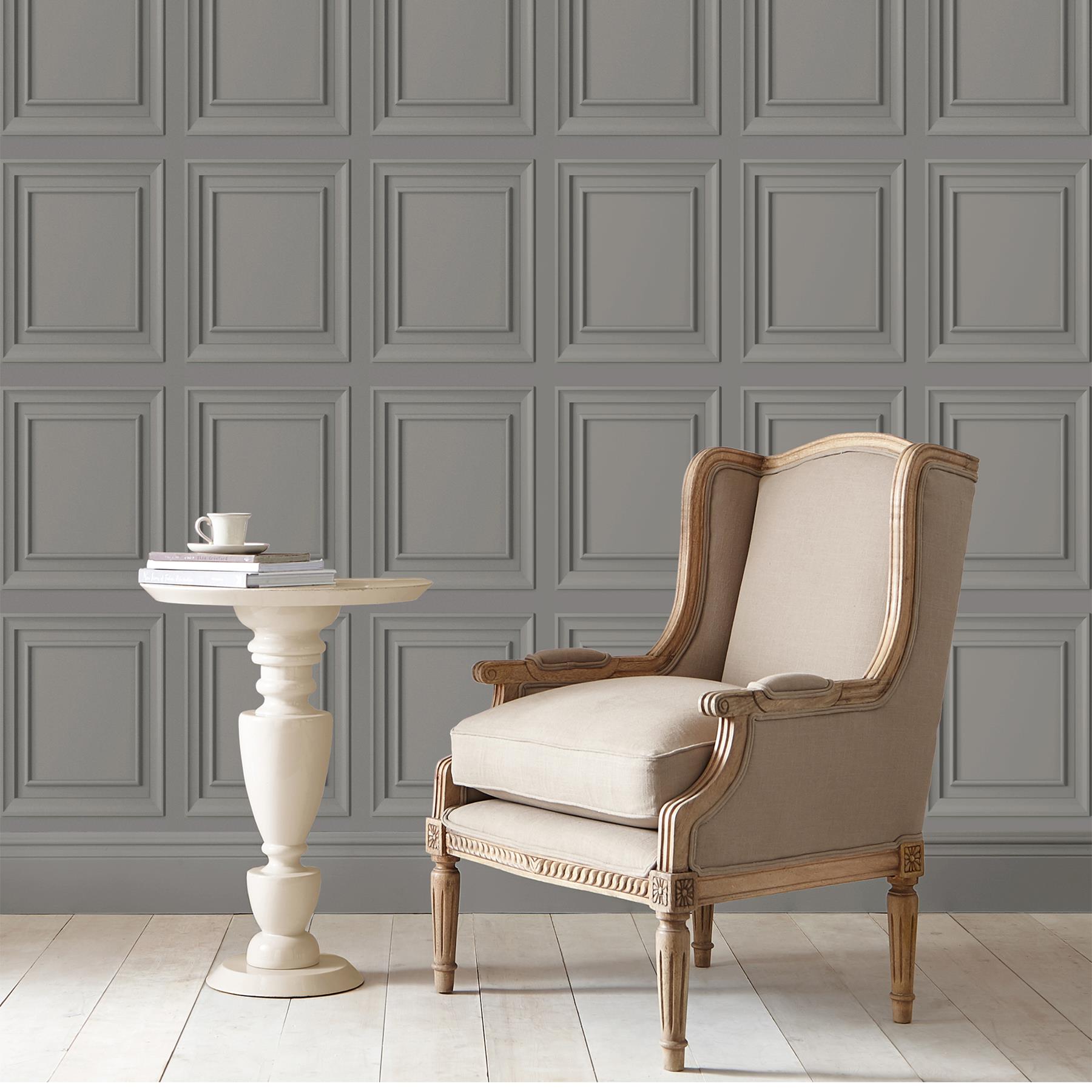 Laura Ashley - Vliesbehang - Redbrook Wood Panel Pale Steel - 10mx52cm