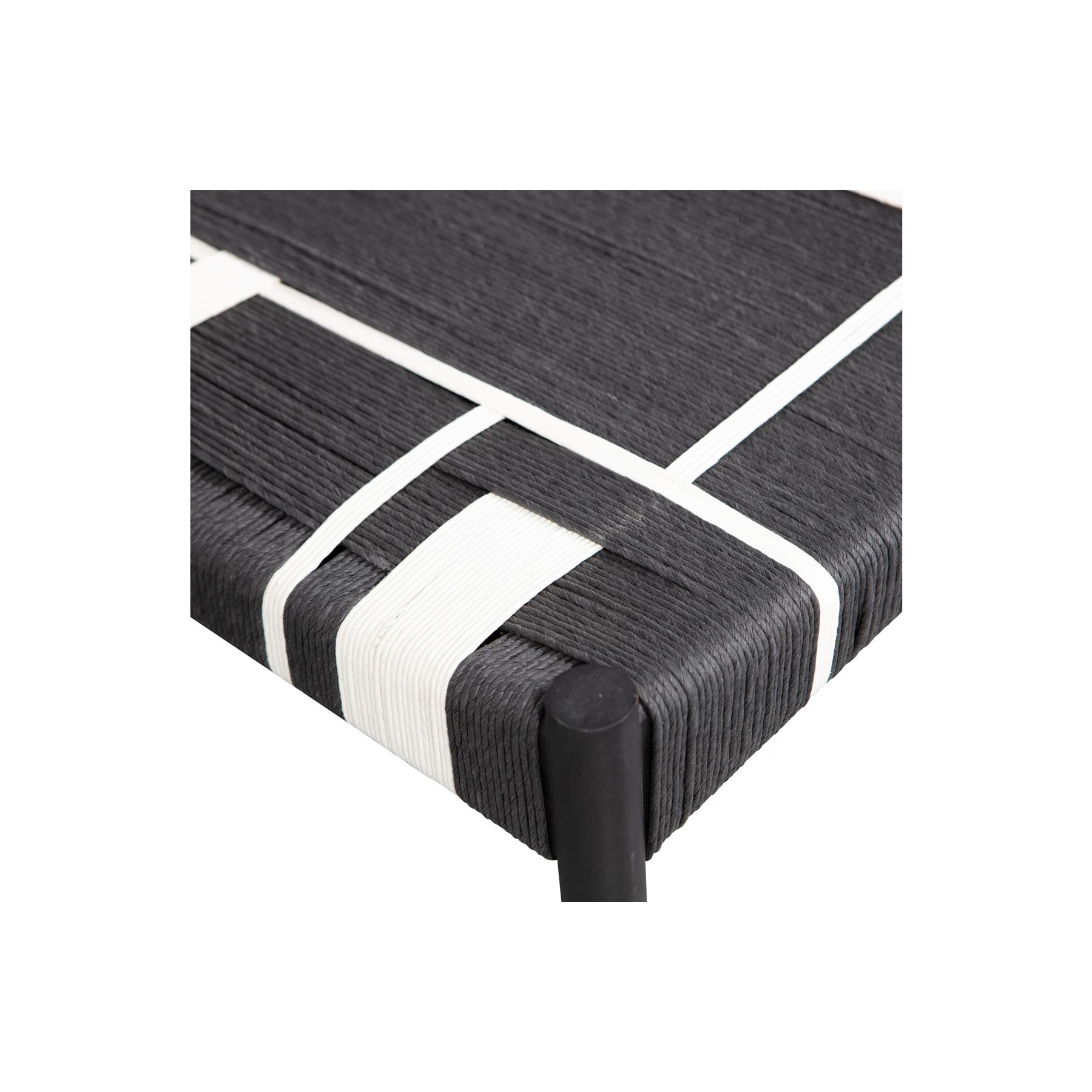 WOOOD Jessy Bankje - Mangohout|Koord - Zwart|Wit - 44x90x40