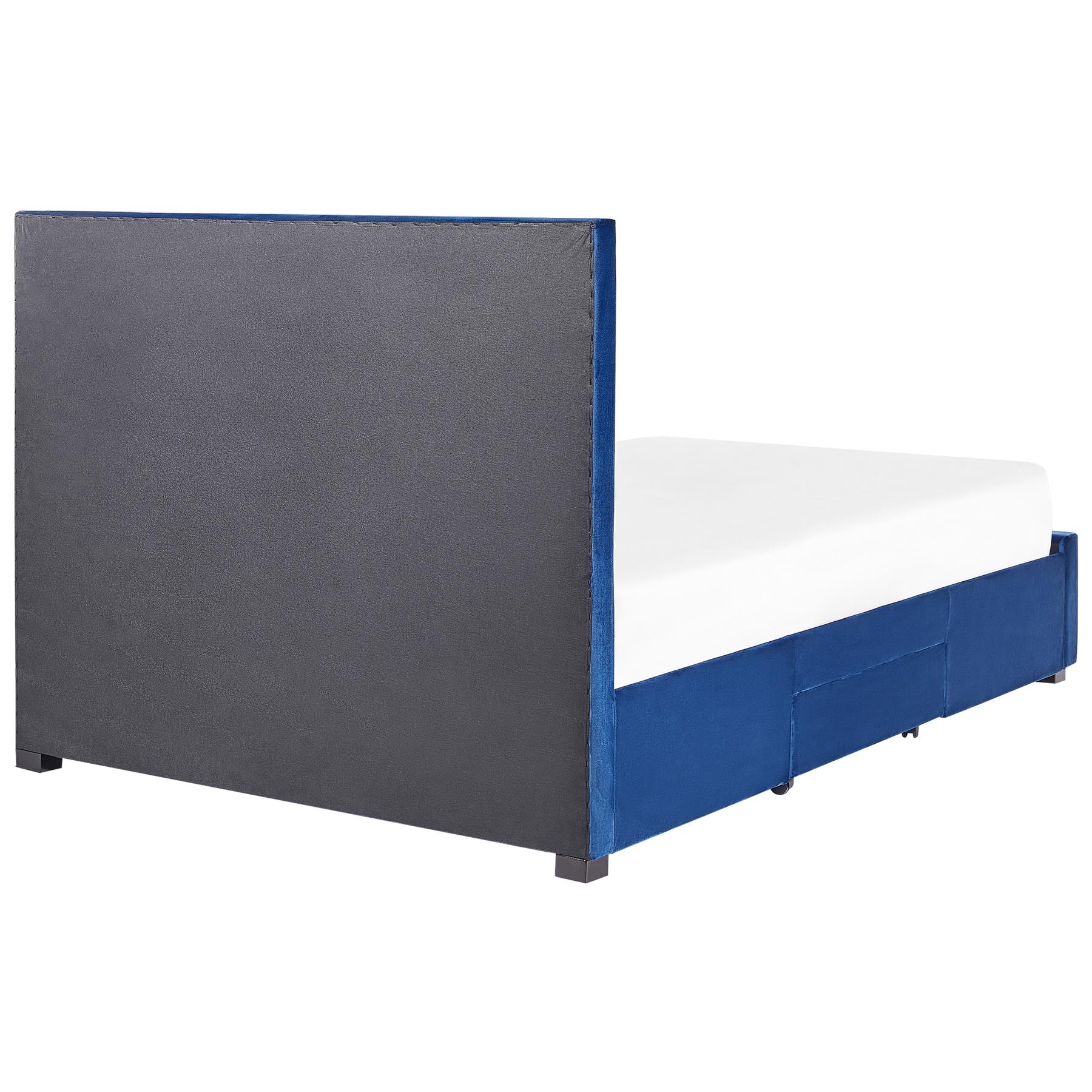 Beliani-LIEVIN-Bed met opbergruimte-Blauw-140 x 200 cm-Fluweel