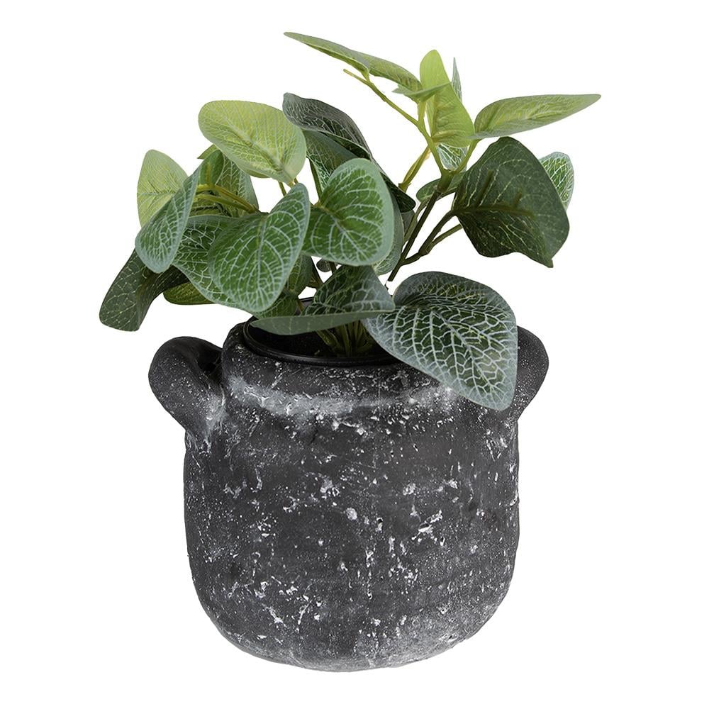 Clayre & Eef Bloempot  17x15x13 cm Grijs Steen Rond Woondecoratie