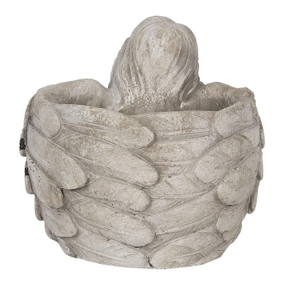 Clayre & Eef Bloempot Engel 16x13x12 cm Grijs Steen Rond Bloempot