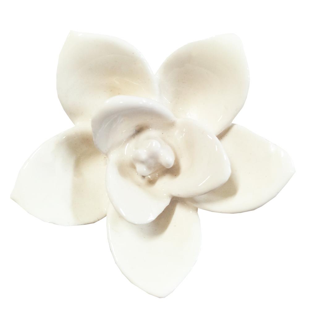 Clayre & Eef Deurknop Bloem Ø 5.5 cm Beige Keramiek Meubelknop