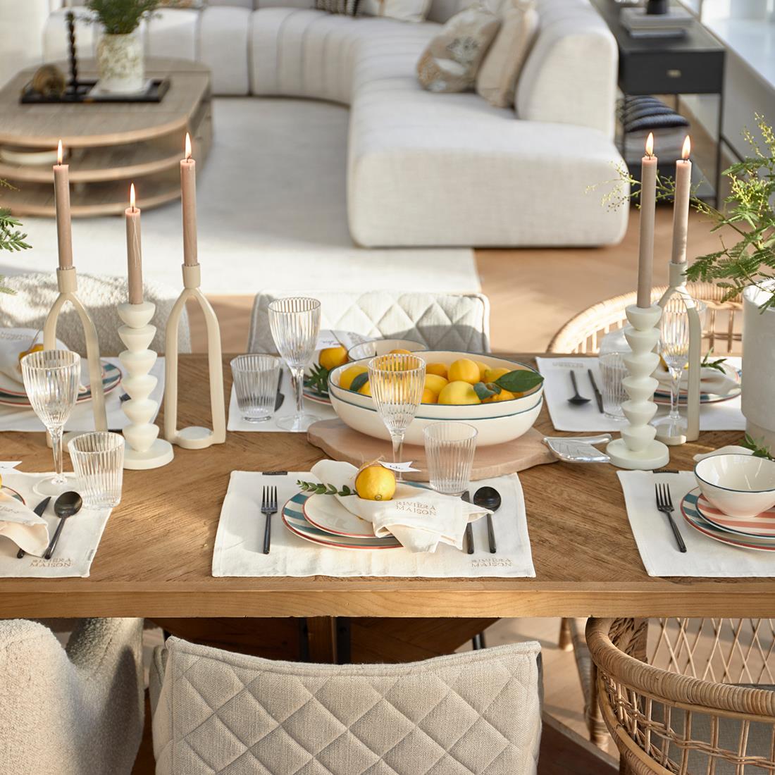 Riviera Maison Ontbijtbord met citroen - Ravello - Wit - Keramiek