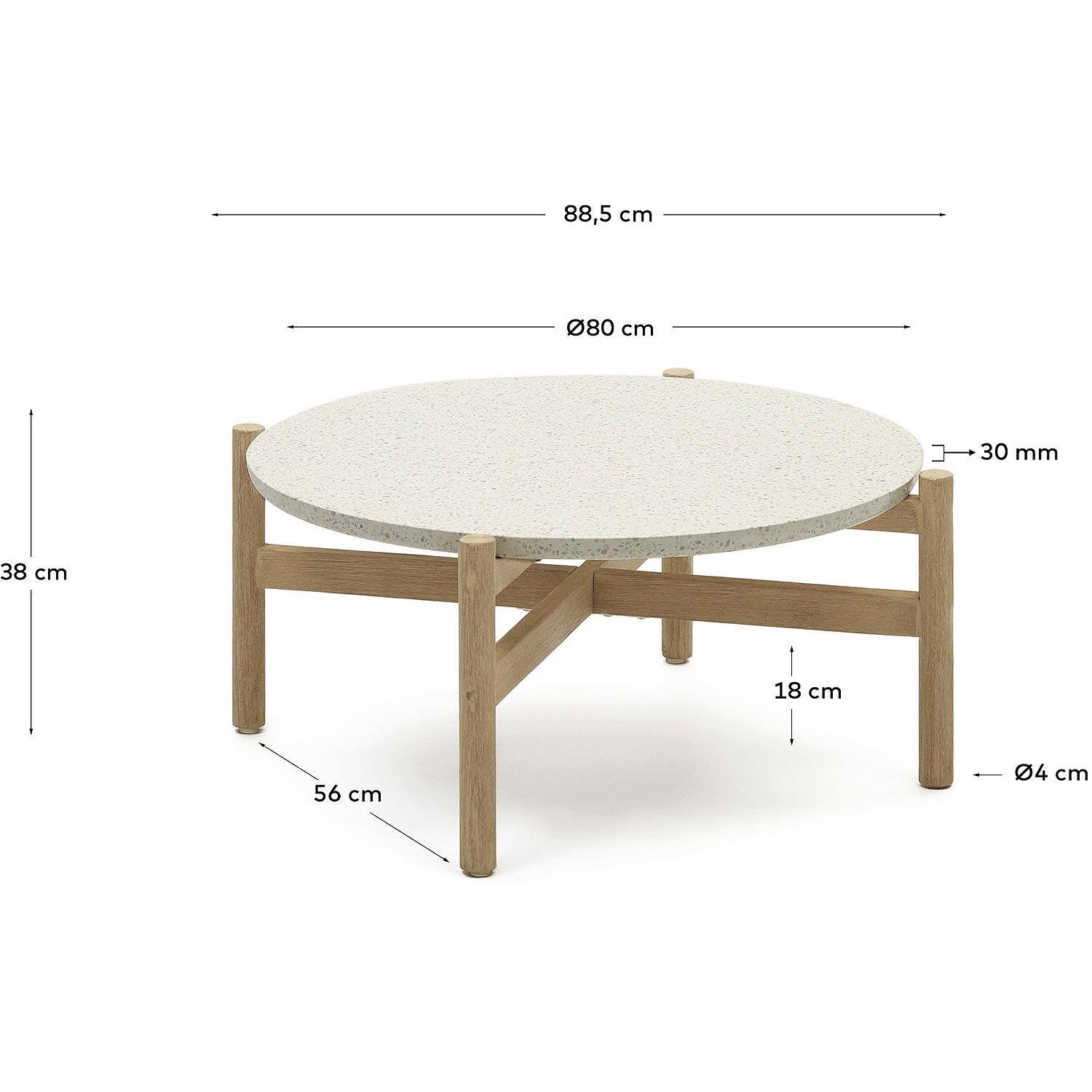 Kave Home - Pola salontafel in cement en eucalyptus massief hout Ø
