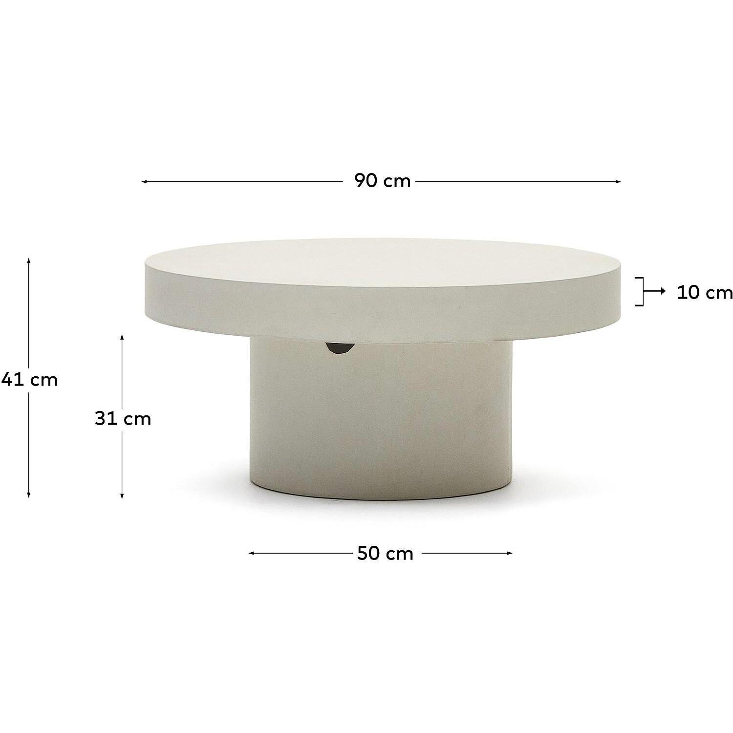 Kave Home - Aiguablava ronde salontafel in wit cement, Ø 90 cm