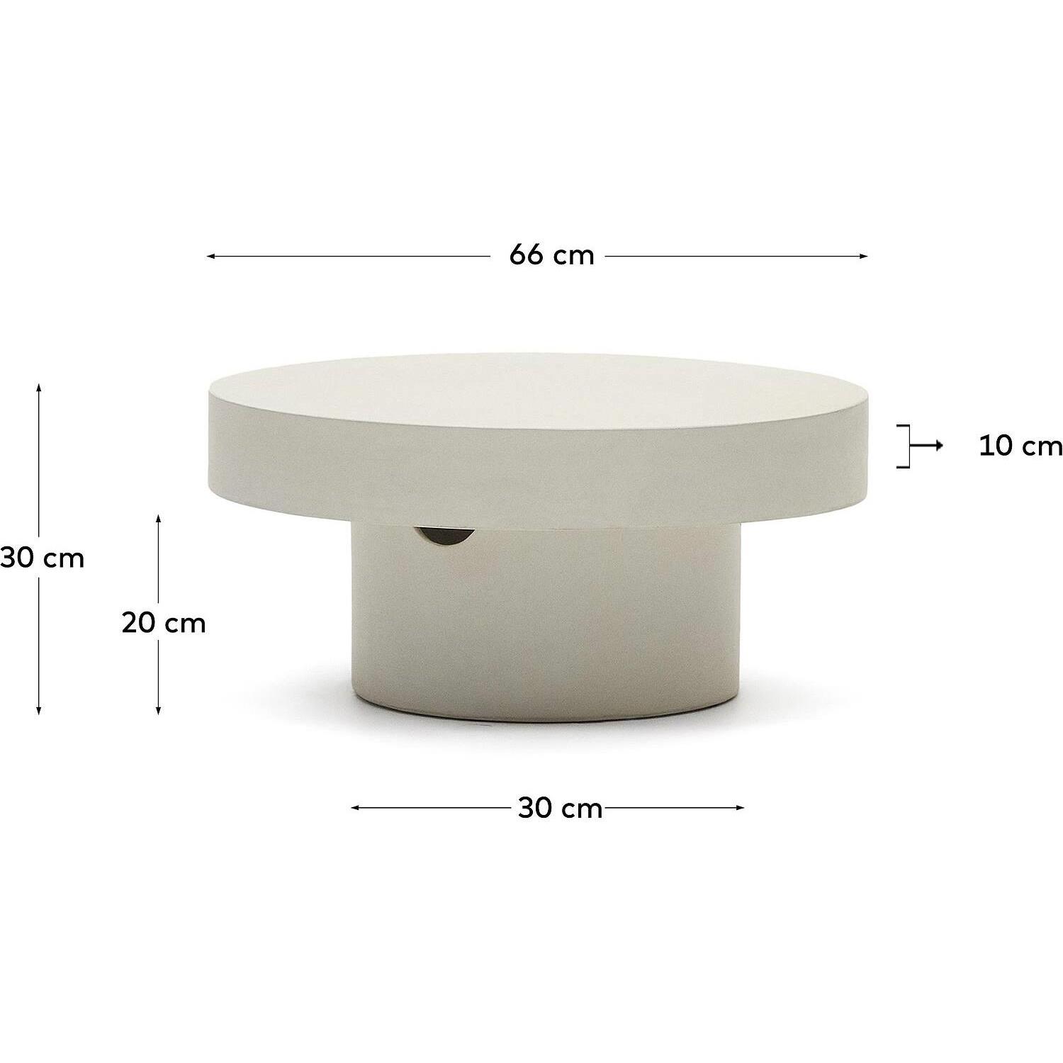 Kave Home - Aiguablava ronde salontafel in wit cement, Ø 66 cm