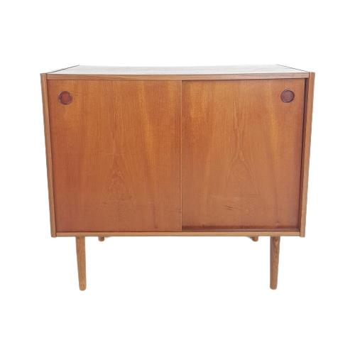 Reliving Vintage Deens Teak Houten Dressoirtje Schuifdeuren Kastje