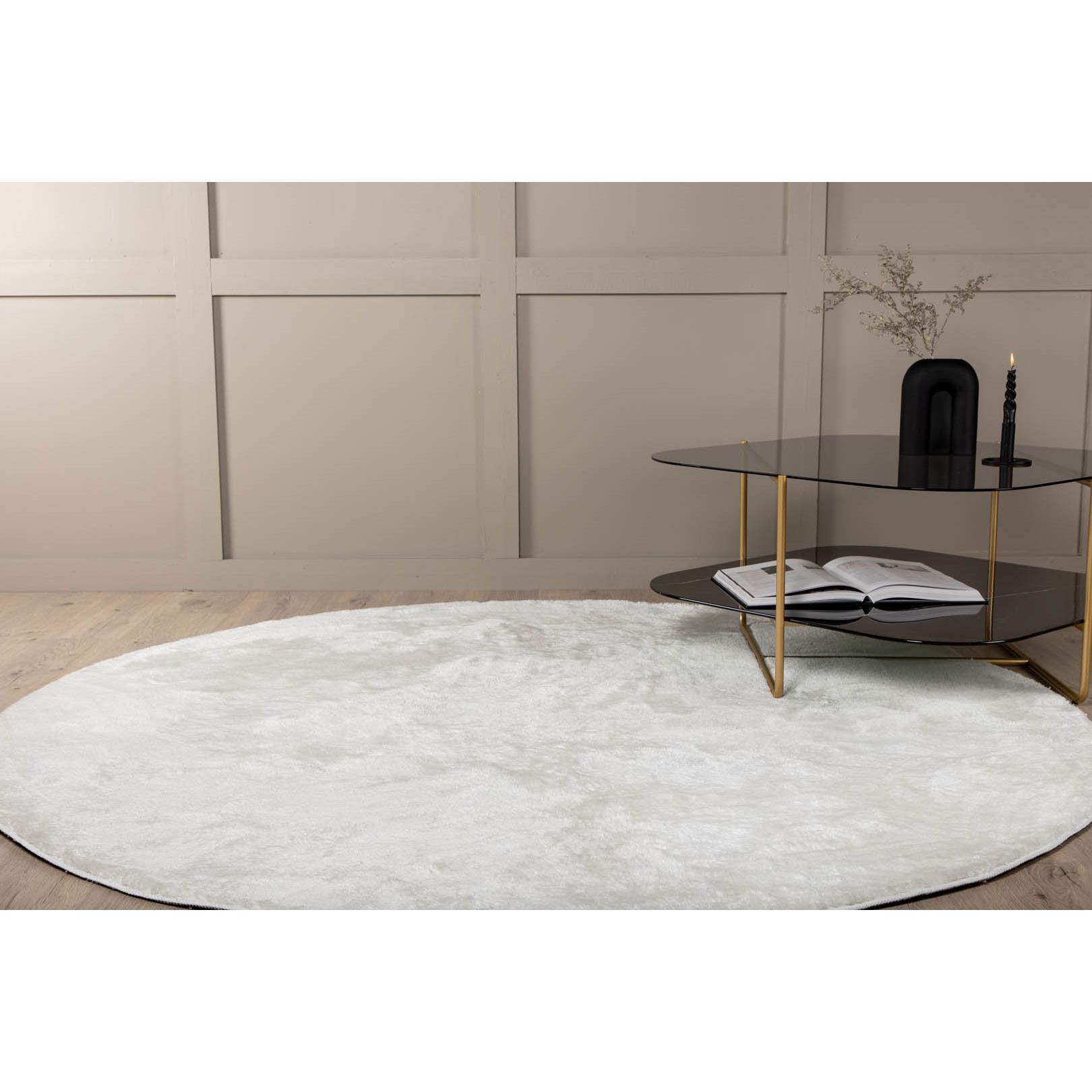Hioshop Blanca vloerkleed Ø200 cm polyester wit.