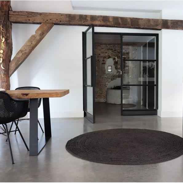 Interieur05- Rond vloerkleed Jute Zwart