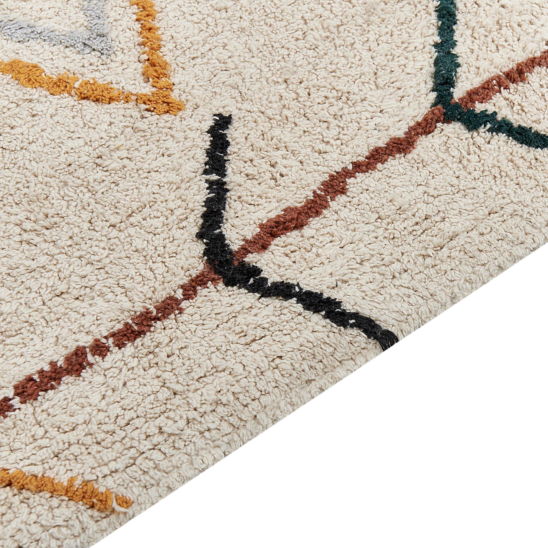 Beliani - BOLAY - Laagpolig vloerkleed - Beige - 140 x 200 cm - Katoen
