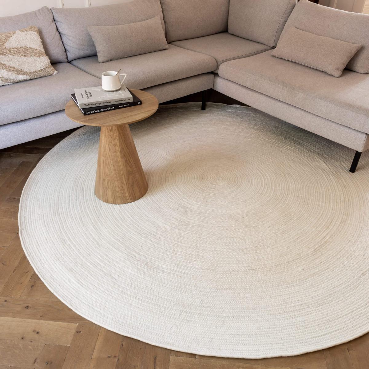 Interieur05 Wollen vloerkleed Rond Gapo Wit 180cm