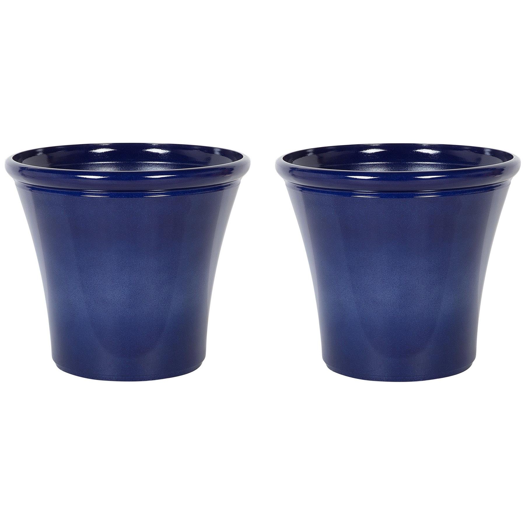 Beliani-KOKKINO-Bloempot set-Marineblauw-46 cm-Klei-vezelmengsel