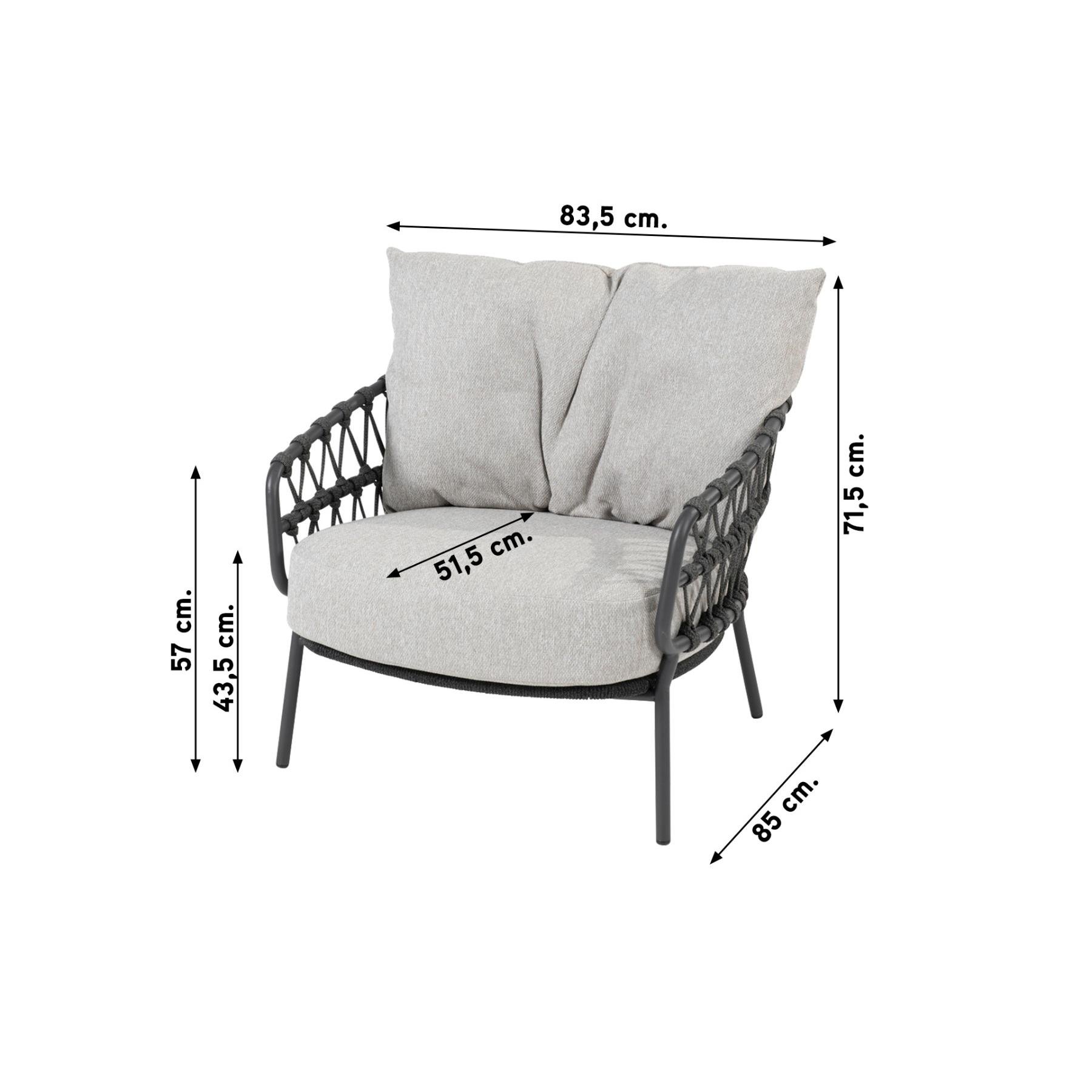 4SO Calpi stoel-bank loungeset met Yoga koffietafel - 4-delig