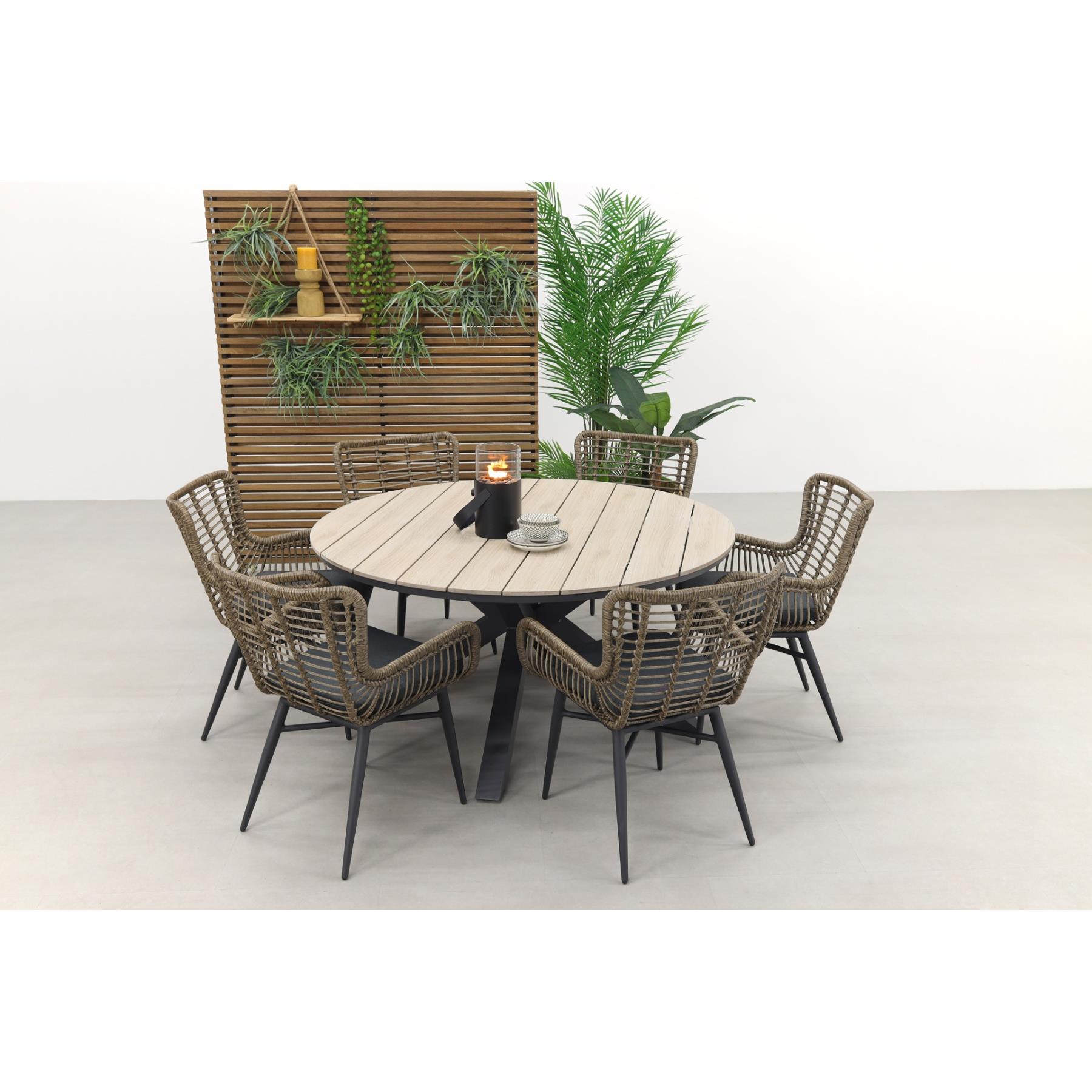 Jasmine natural | Garden Impressions Edison 148 cm. - ronde tuinset