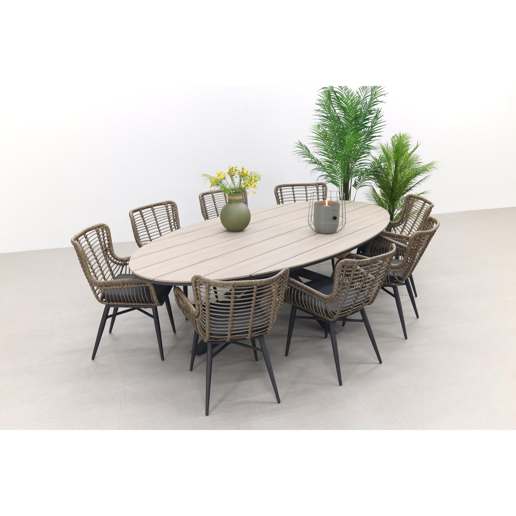 Garden Impressions Jasmine Natural|Edison 280x140 cm. - ovale tuinset