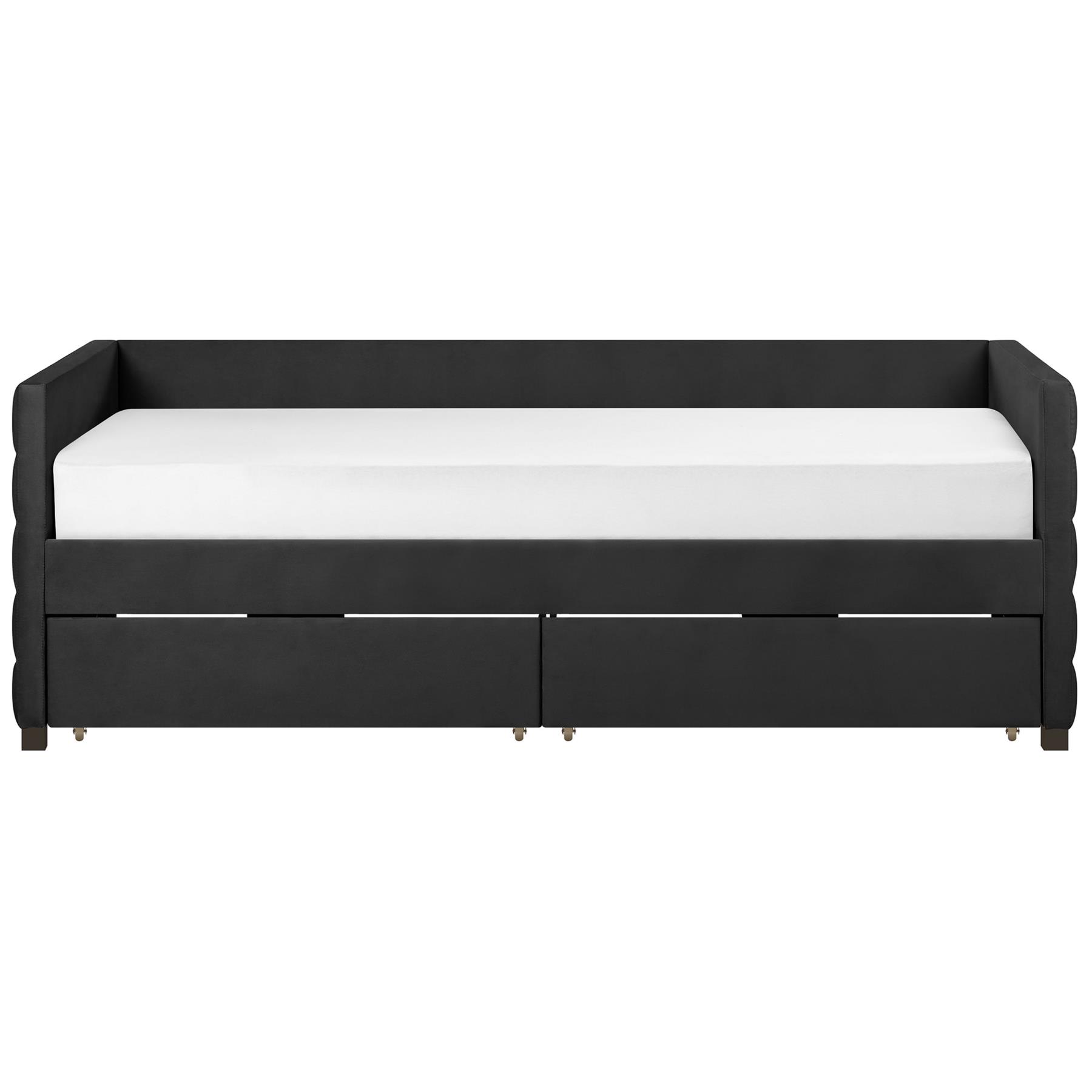 Beliani - MARRAY - Slaapbank - Zwart - 90 x 200 cm - Fluweel