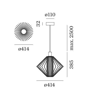 Wever & Ducre Wiro Diamond 1.0 hanglamp zwart