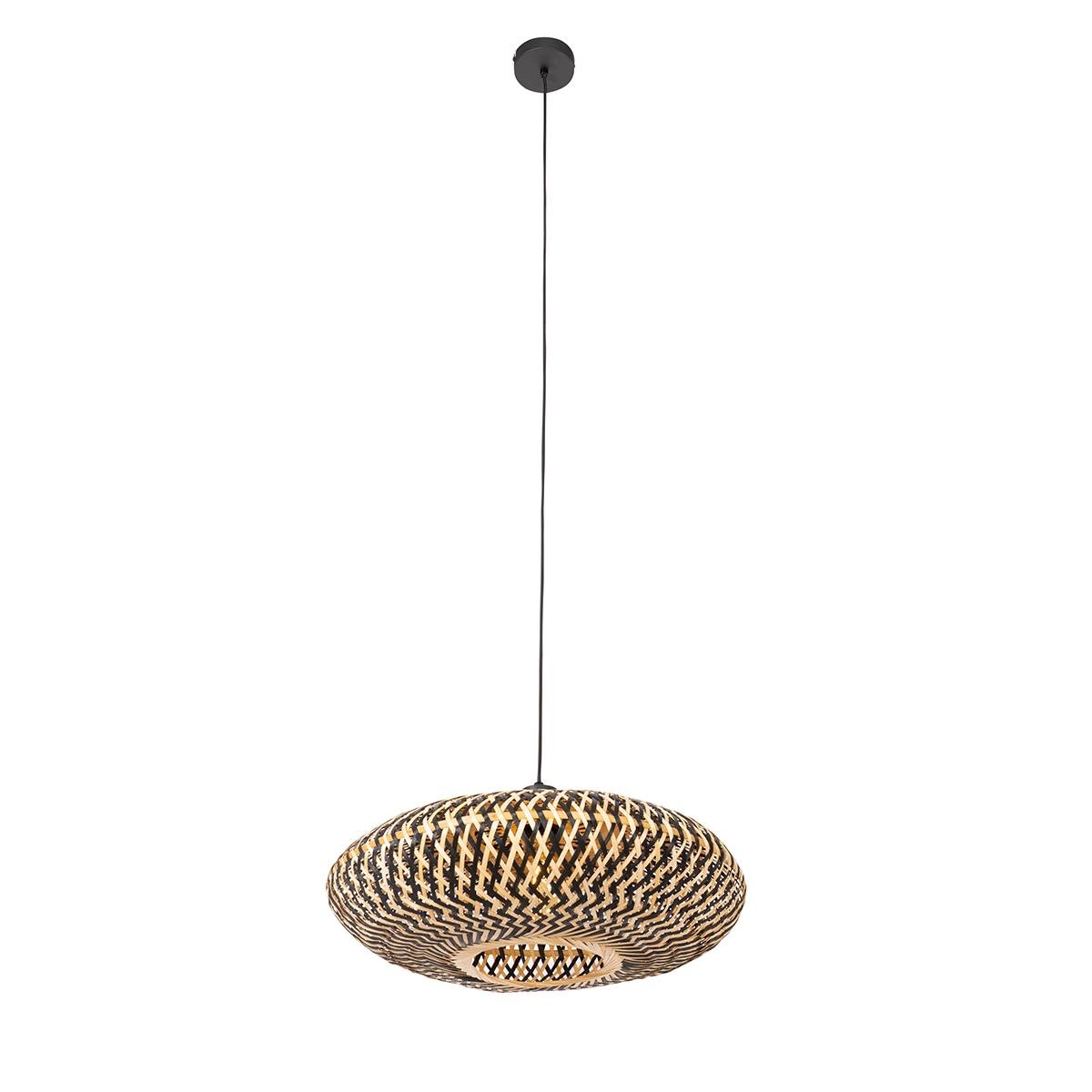 QAZQA Oosterse hanglamp zwart bamboe 50 cm - Ostrava