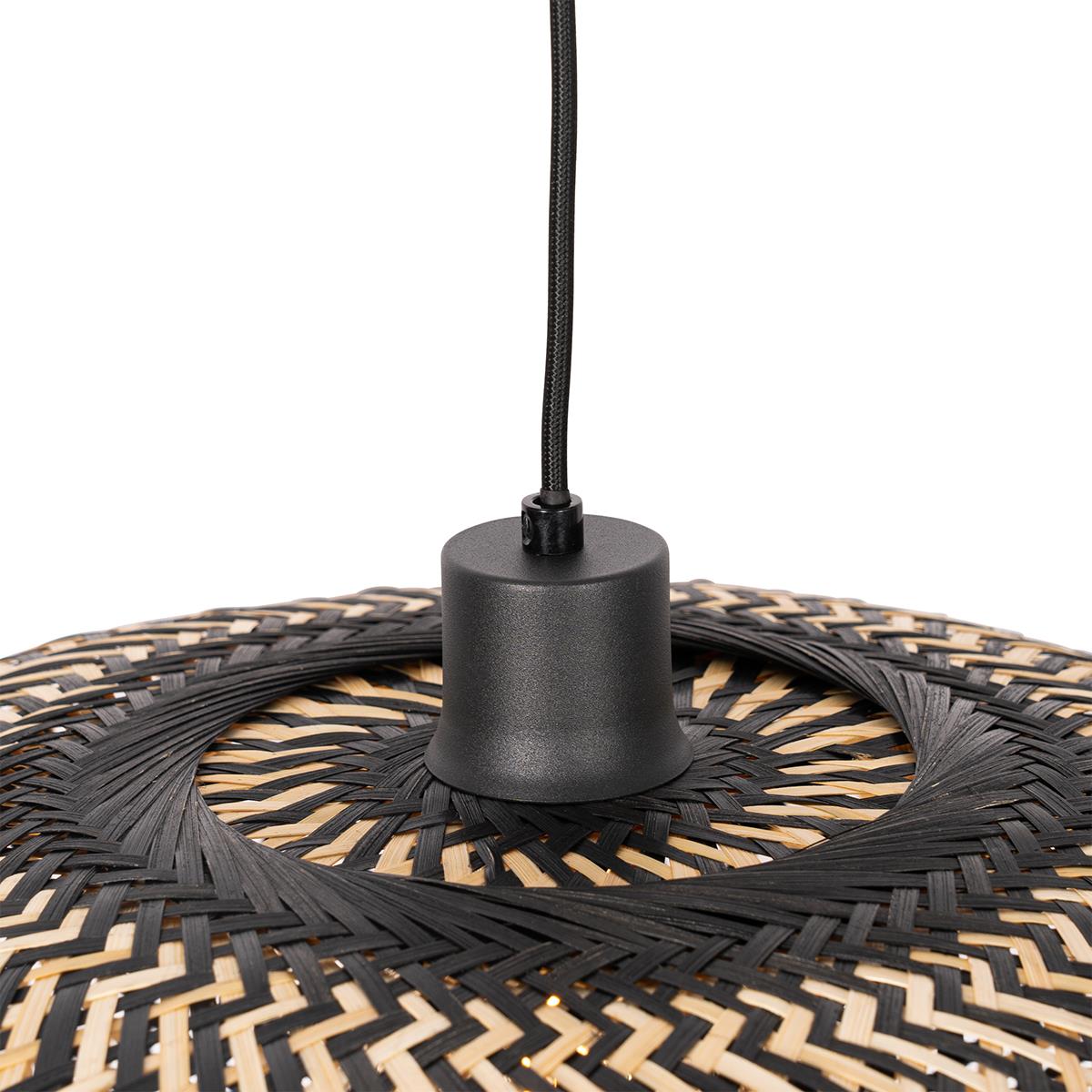 QAZQA Oosterse hanglamp zwart bamboe 50 cm - Ostrava